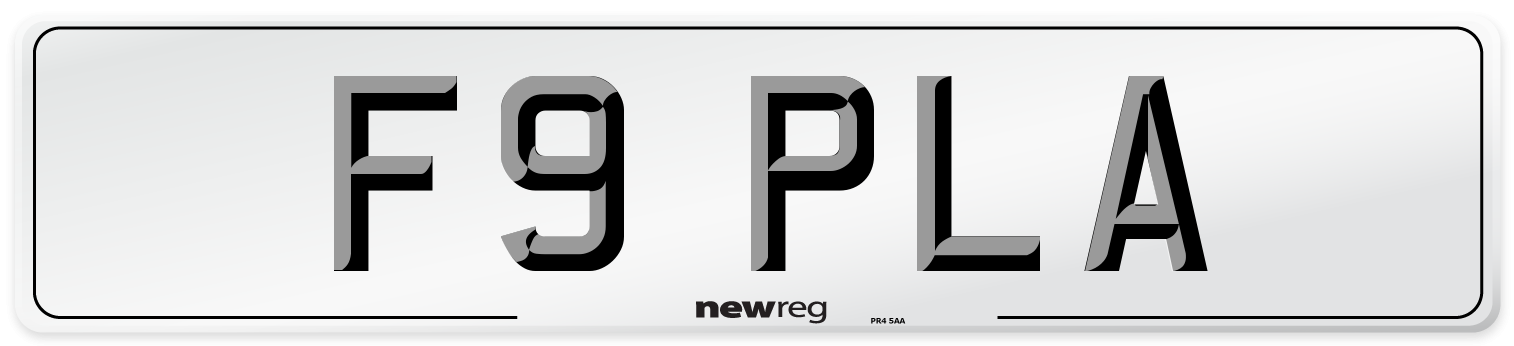 F9 PLA Number Plate from New Reg